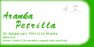 aranka petrilla business card